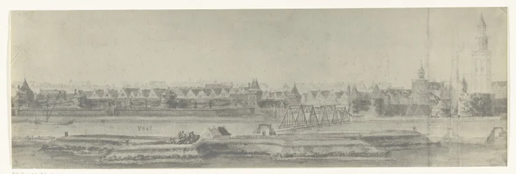 Vista de Kampen, 1672 Fotos de desenhos da invasão francesa da Holanda em 1672 por Adam Frans van der Meulen preservados na Manufacture des Gobelins (título da série)
