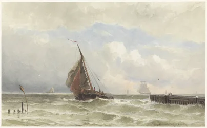 Porto de Vlissingen, com veleiro de entrada