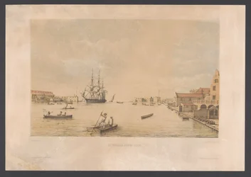 Willemstad
O rendimento do porto de Curaçao (título sobre o objecto)
Índias Ocidentais (título da série sobre o objecto)
Gezigten uit Neerland