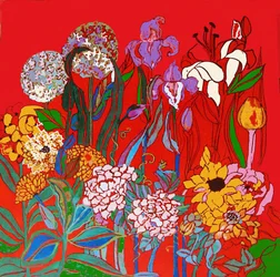 Flores no jardim de Adiana, 2016 (misto, acrílico, tinta, óleo)