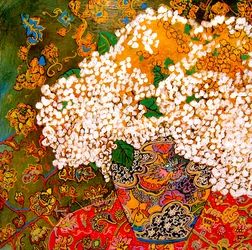 Flores em vaso chinês, 2016 (misto, acrílico, tinta, óleo)