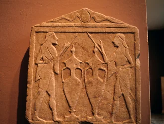 Alívio retratando Kastor e Polydeukes, de Esparta, Grécia, civilização grega