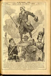 Agenda Buvard du Bon Marche 1917 - Ilustração de Job (Jacques Marie (Jacques-Marie) Gaston Onfray e Breville) (1858-1931): Nós vamos tê-los! 1916 - Guerra de 14-18, Medicina, Medicina, Saúde, Uniformes, Grandes batalhas, Armaduras - Soldados, Gauleses - Hi