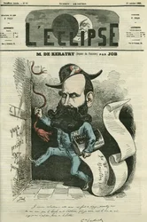 Desenho animado por Emile Keratry (1832-1904), político francês. Capa em "L