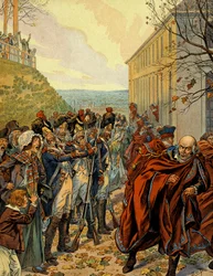 Golpe de Estado de Napoleão I Bonaparte (1769-1821): Vôo do Conselho de Cinco Centavos (5 Centavos) (sala 500) em 19 brumaire (10 de novembro
