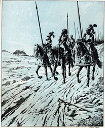 Tudo está perdido, pela honra de François I (1494 - 1547) para sua mãe após a derrota da Batalha de Pavia em 1525 contra Carlos V (ou Carlos V 1500-1558). Ilustração de Jó (Jacques Marie Gaston Onfray e Breville) (Jacques-Marie) (1858-193)
