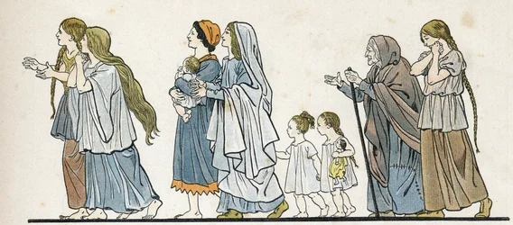 Gallic camponesas com seus filhos. in "France, her story told by G. Montorgueil, imagee by Job" 1896. Colecção privada.