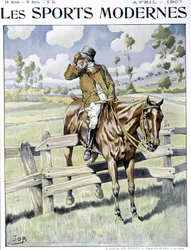 Andar a cavalo: "a avaria" - Aquarela de trabalho, vaca. em "desportos modernos"