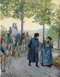 Em Tarare, o imperador Napoleão I Bonaparte (1769-1821) converte-se com um bom velho que não adivinhou o imperador, com este fato burguês de chapéu de viajante, tendo-lhe perguntado o que ganhar com a mudança entre Capet e Napoleão, este último respondeu-l