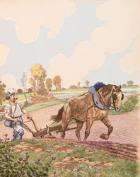 Jacques Marie Gaston Onfroy de Breville dit JOB (1858-1931) - Le retour à la terre (Militares franceses retornando ao seu campo após o fim da Primeira Guerra Mundial), Coleção Privada