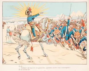Jacques Marie Gaston Onfroy de Bréville, dito JOB (1858-1931) - Napoleão Bonaparte na Batalha das Pirâmides em 1798, coleção particular