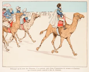 Napoleão Bonaparte na expedição ao Egipto com o exército e cientistas em 1798, colecção particular