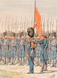 Jacques Marie Gaston Gaston Onfroy de Breville dit JOB (1858-1931) - Forfait das tropas francesas em todos os momentos: Guidão de Infantaria Ligeiro, Coleção Privada
