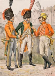 Jacques Marie Gaston Gaston Onfroy de Breville dit JOB (1858-1931) - Forfait das tropas francesas em todos os momentos: Trombetas dos 14, eme, 23, eme, 24, eme regimentos de caçadores a cavalo antes de 1812, Coleção Privada