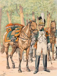 Jacques Marie Gaston Gaston Onfroy de Breville dit JOB (1858-1931) - Forfait das tropas francesas em todos os momentos: Dragons de France (1814 - 1815), Coleção Privada
