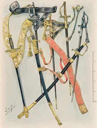 Jacques Marie Gaston Gaston Onfroy de Breville dit JOB (1858-1931) - Forfait das tropas francesas em todos os momentos: As armas dos Estados Maiores, regulamento do Ano XII, Coleção Privada