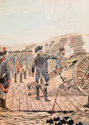 Jacques Marie Gaston Onfroy de Breville dit JOB (1858-1931) - O primeiro tiro na sede da Yorktown em setembro de 1781, Private Collection