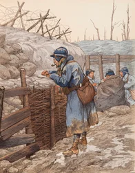 Jacques Marie Gaston Onfroy de Bréville, dito JOB (1858-1931) - A carta do avô (um poilu numa trincheira escreve à sua família durante a Primeira Guerra Mundial), Colecção particular