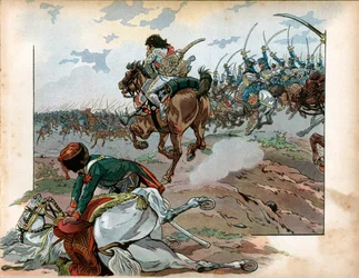 Joachim Murat (1767-1815) acusado dos seus homens na Batalha de Heilsberg em 10 de junho