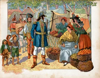 Joachim Murat (1767-1815) sobre os degraus em Espanha. Gravura de Jacques Marie Gaston Onfray de Breville dit Job (1858-1931)