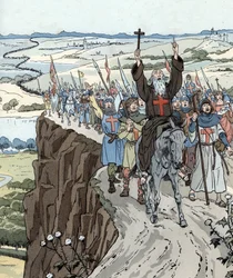 Pedro, o Eremita, conduziu a Primeira Cruzada (1096) com o grito «Deus o quer!»