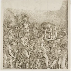 Triumph of Caesar: Soldados carregando troféus