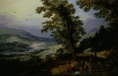 Mountain Road with Travelers, c. 161025.